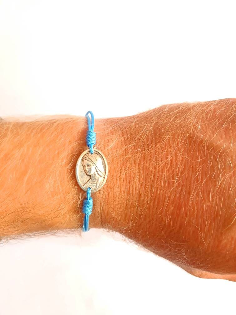 Virgin Mary Bracelet, Simple bracelet, Knotted cord Catholic Gift Religious Jewelry From Medjugorje Adjustable Bracelet Handmade