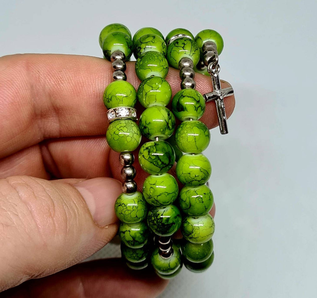 Handmade green rosary bracelet