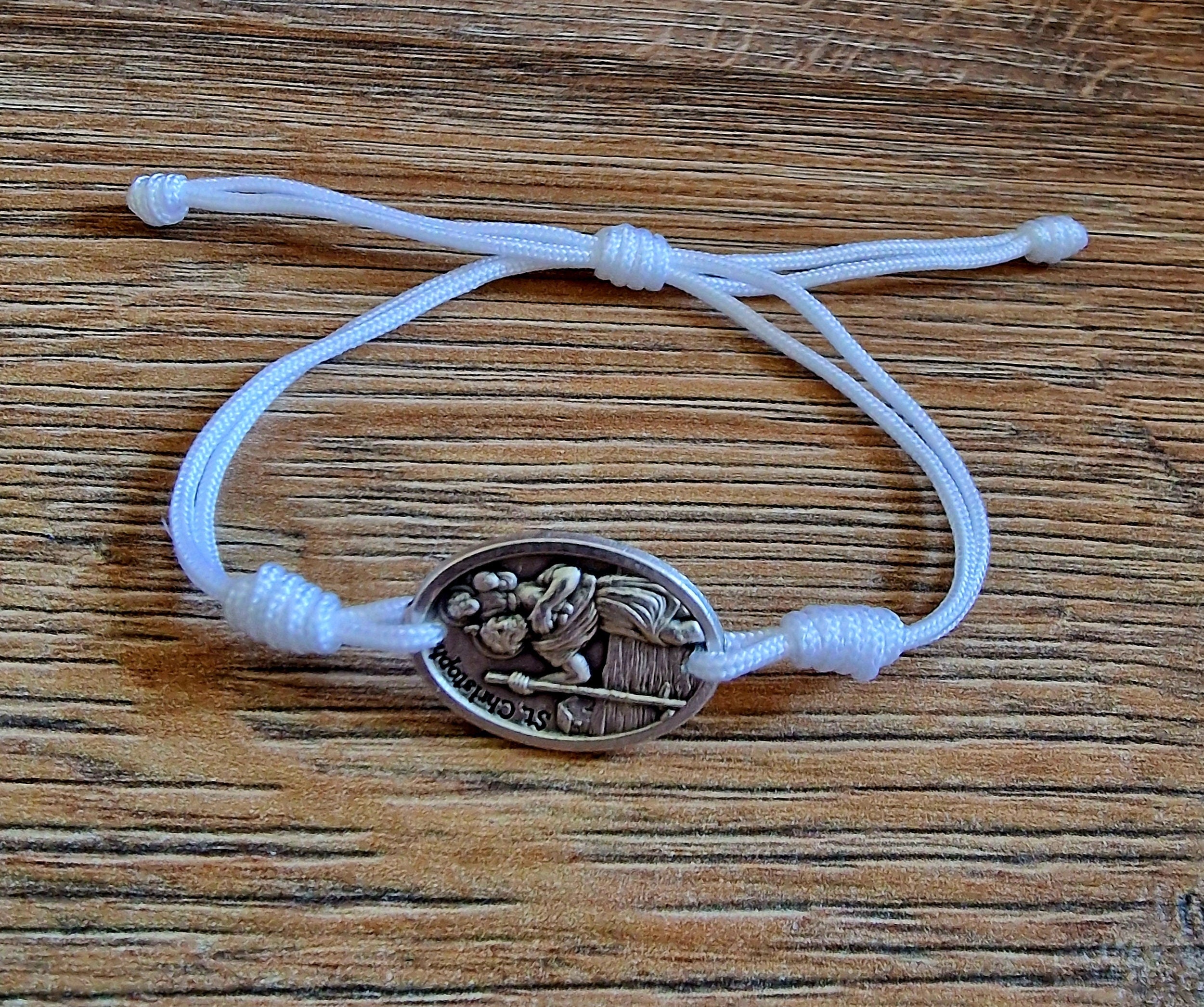 Christopher Catholic Bracelet with medal Saint   knotted cord Blessing adjustable Catholic gift Women Men Religious Jewelry from Medjugorje