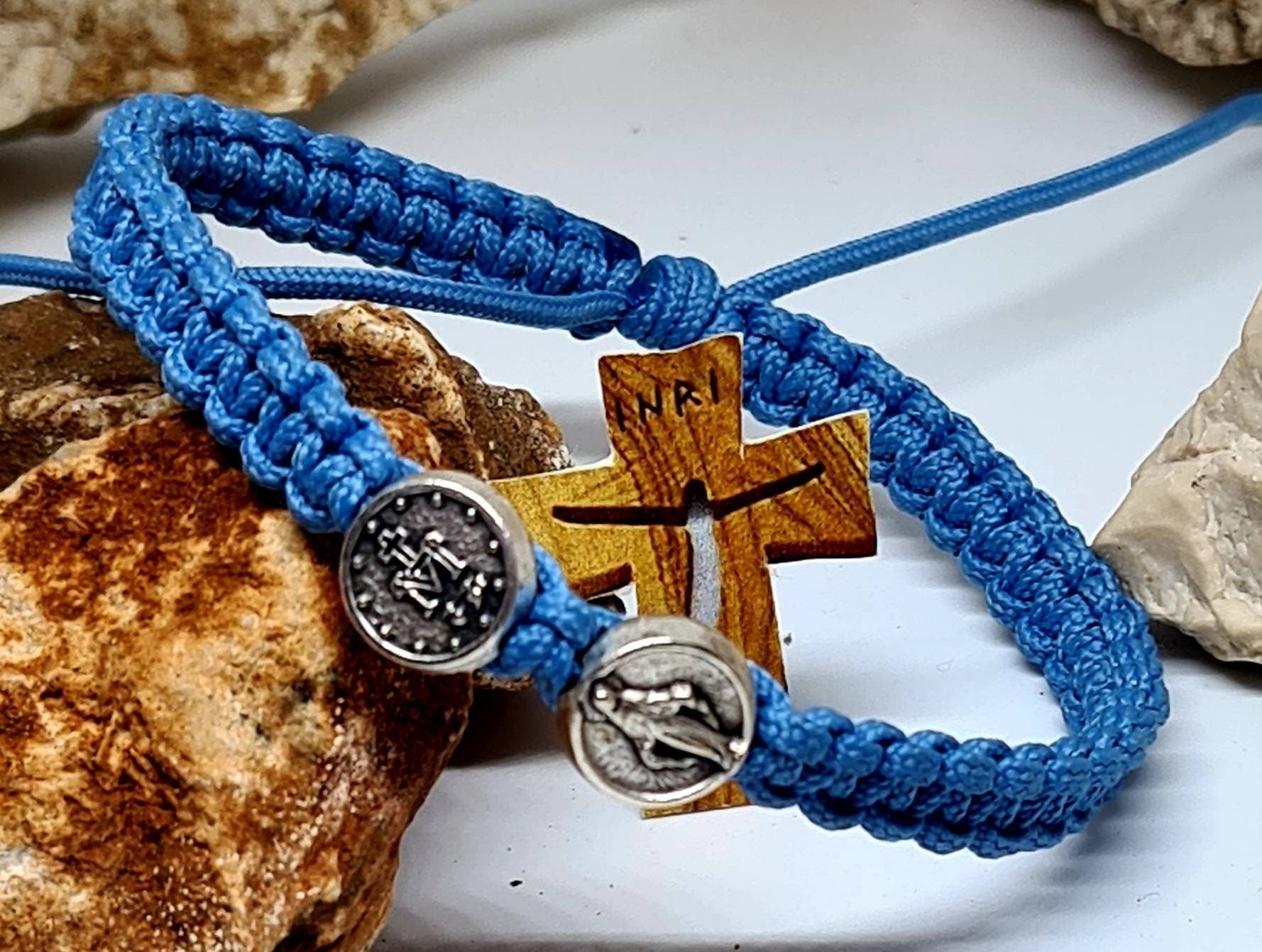 Miraculous bracelet, Miraculous medal, Christian holy bracelet, catholic bracelet, handmade bracelet, knotted cord bracelet