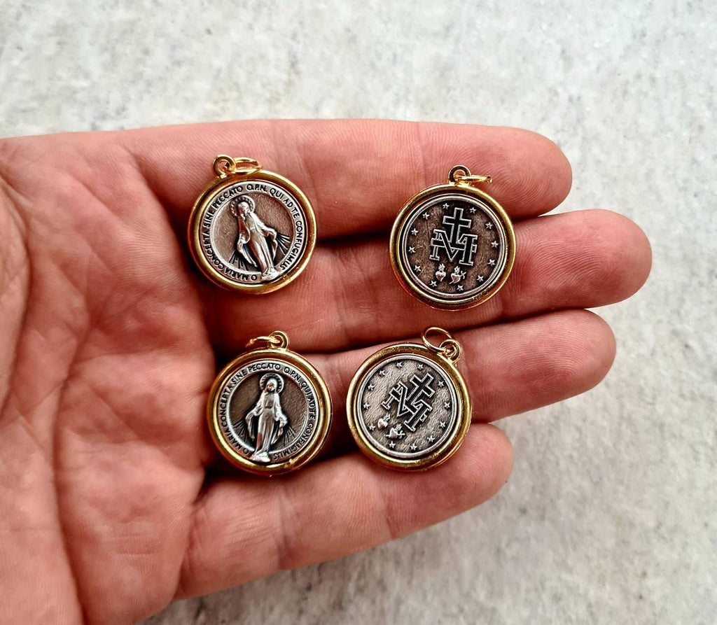 wholesale MIRACULOUS MEDALS BOX 4, 10, 20 pcs, Regina sine labe orginali concepta opn, medals Italy