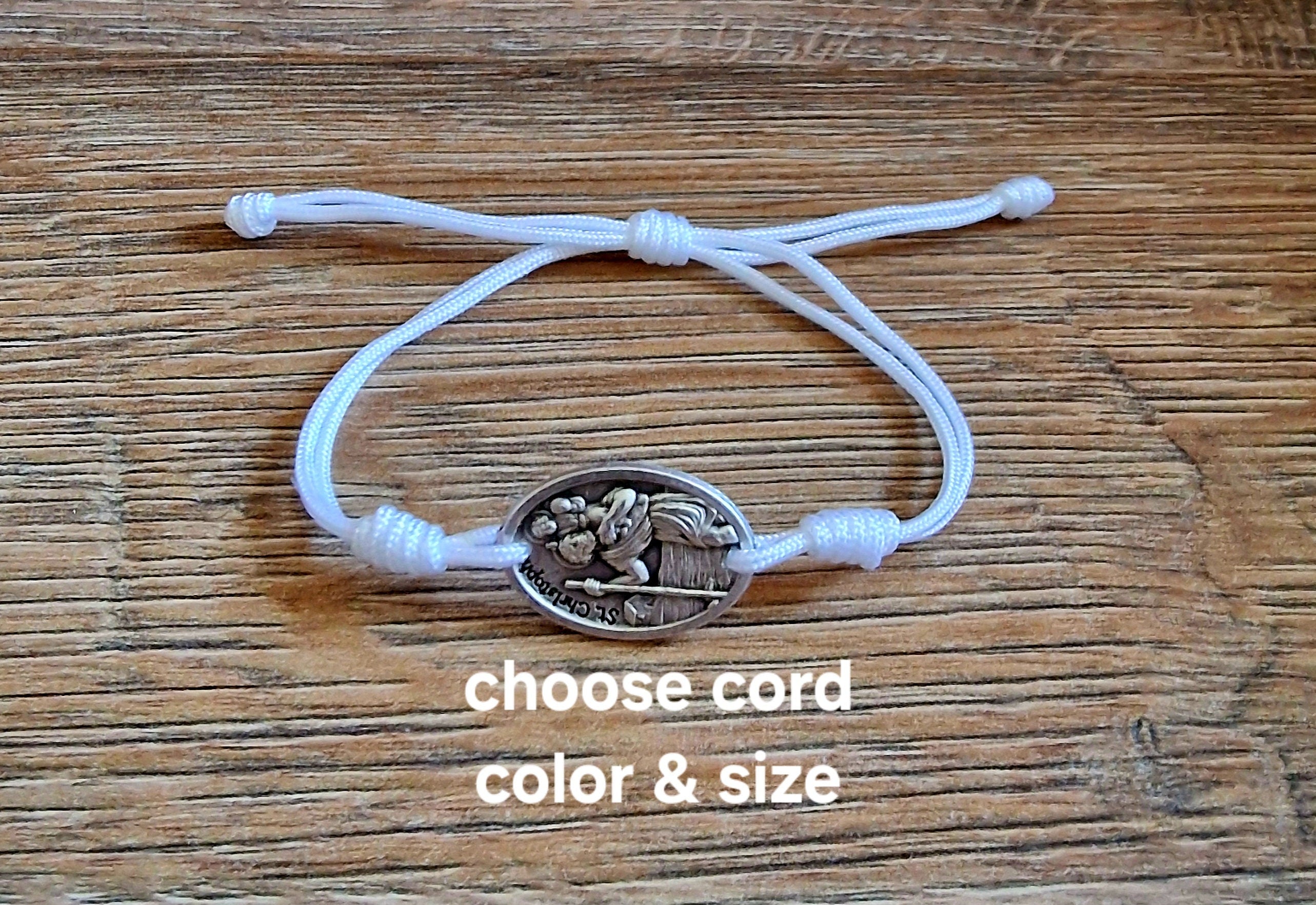 Christopher Catholic Bracelet with medal Saint   knotted cord Blessing adjustable Catholic gift Women Men Religious Jewelry from Medjugorje
