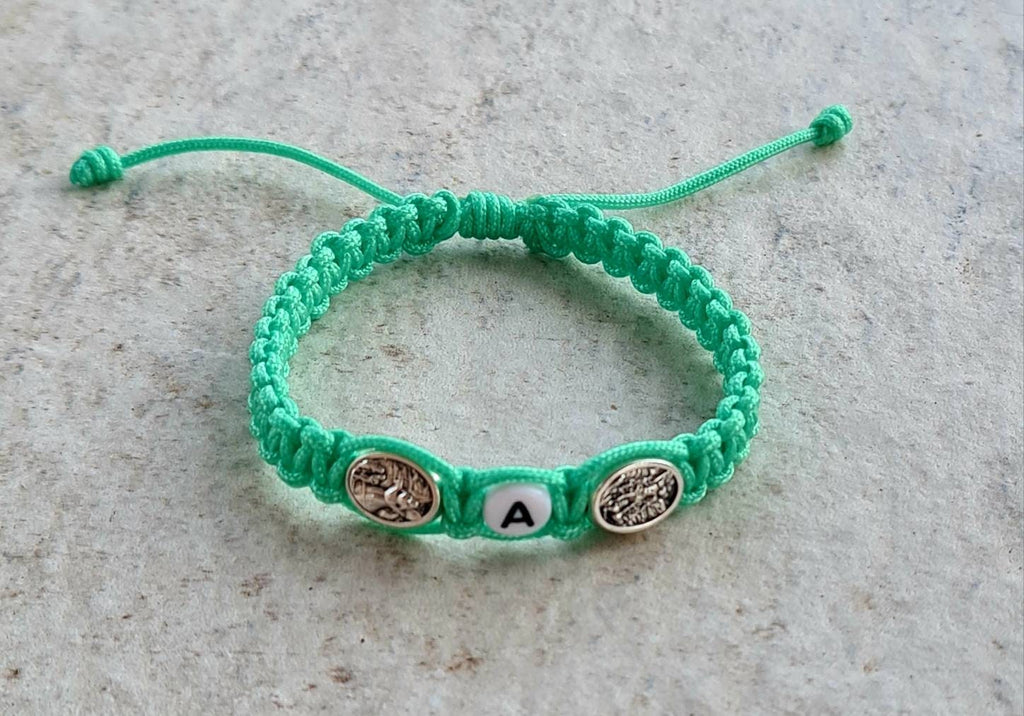 Personalised bracelet, St Michael Archangel / Angel Guardian bracelet, catholic bracelet, knotted cord bracelet