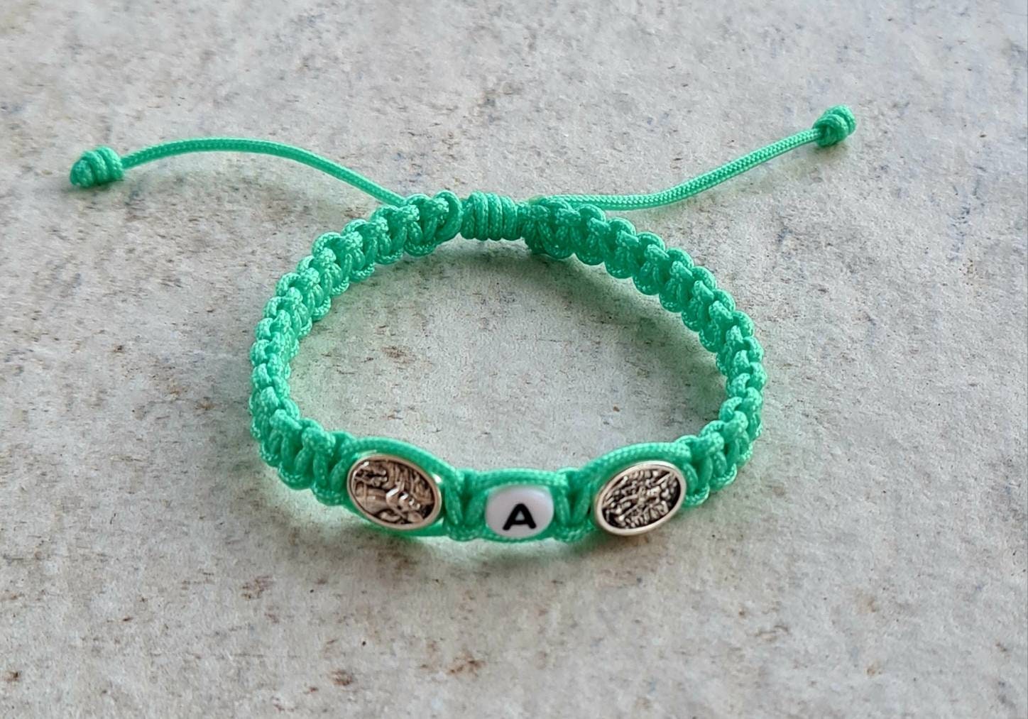 Personalised bracelet, St Michael Archangel / Angel Guardian bracelet, catholic bracelet, knotted cord bracelet