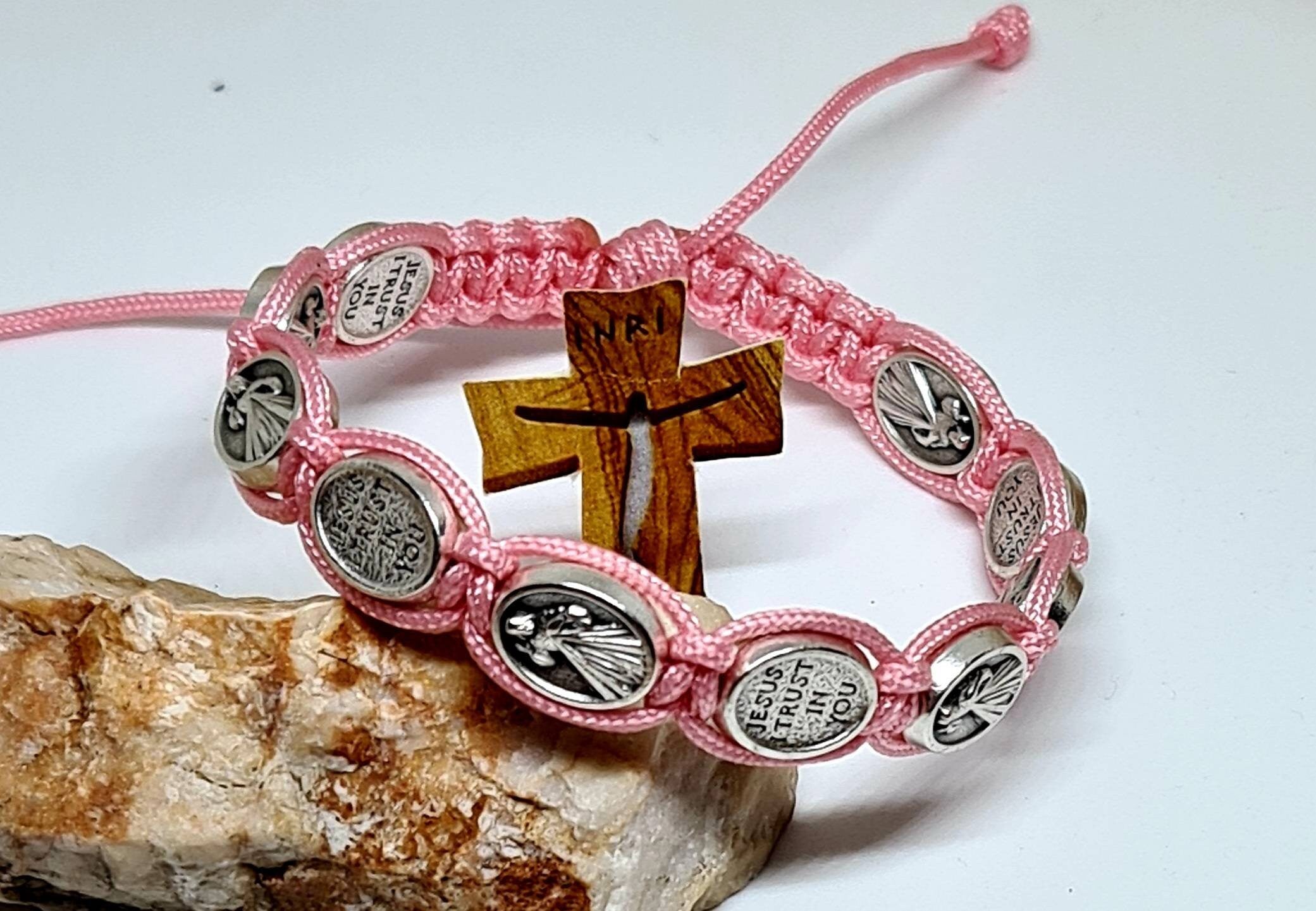 JESUS DIVINE MERCY bracelet, Jesus i Trist in you medals, Jesus medal bracet, Chrisrian holy bracele, religious jewelry from Medjugorje