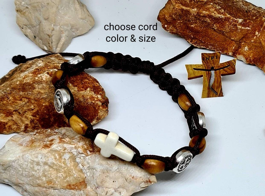 ST BENEDICT BRACELET, saint benedict medal, handmade adjustable holy bracelet, religious jewelry from Medjugorje, San Benito medals