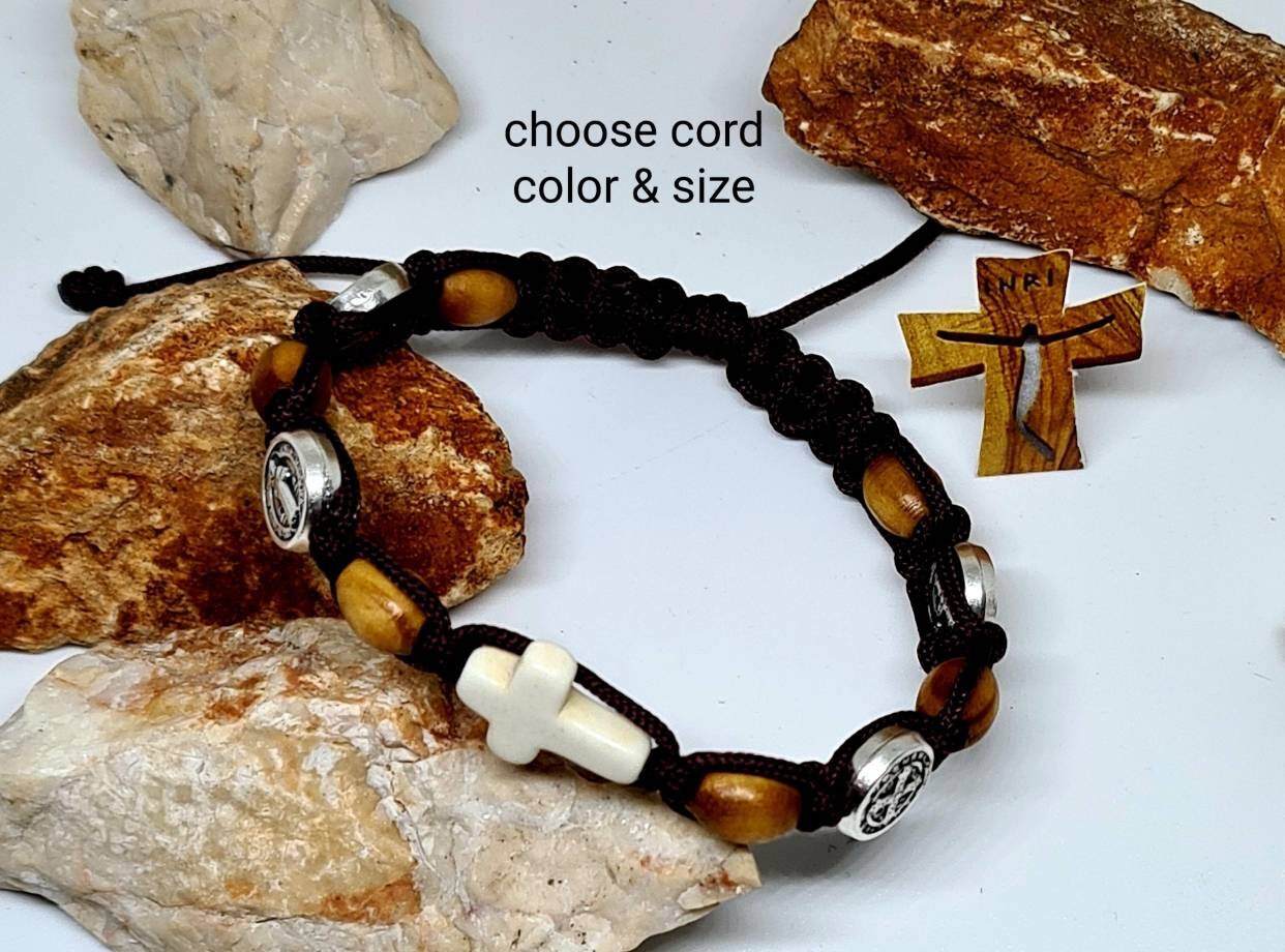 ST BENEDICT BRACELET, saint benedict medal, handmade adjustable holy bracelet, religious jewelry from Medjugorje, San Benito medals