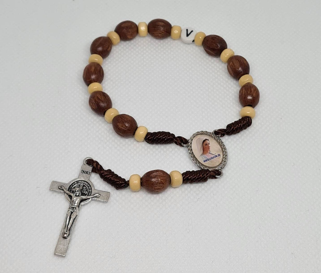 Personalized car rosary with wooden beads, rosary Auto, rosary one decade, Catholic gift, Religious Jewelry Medjugorje