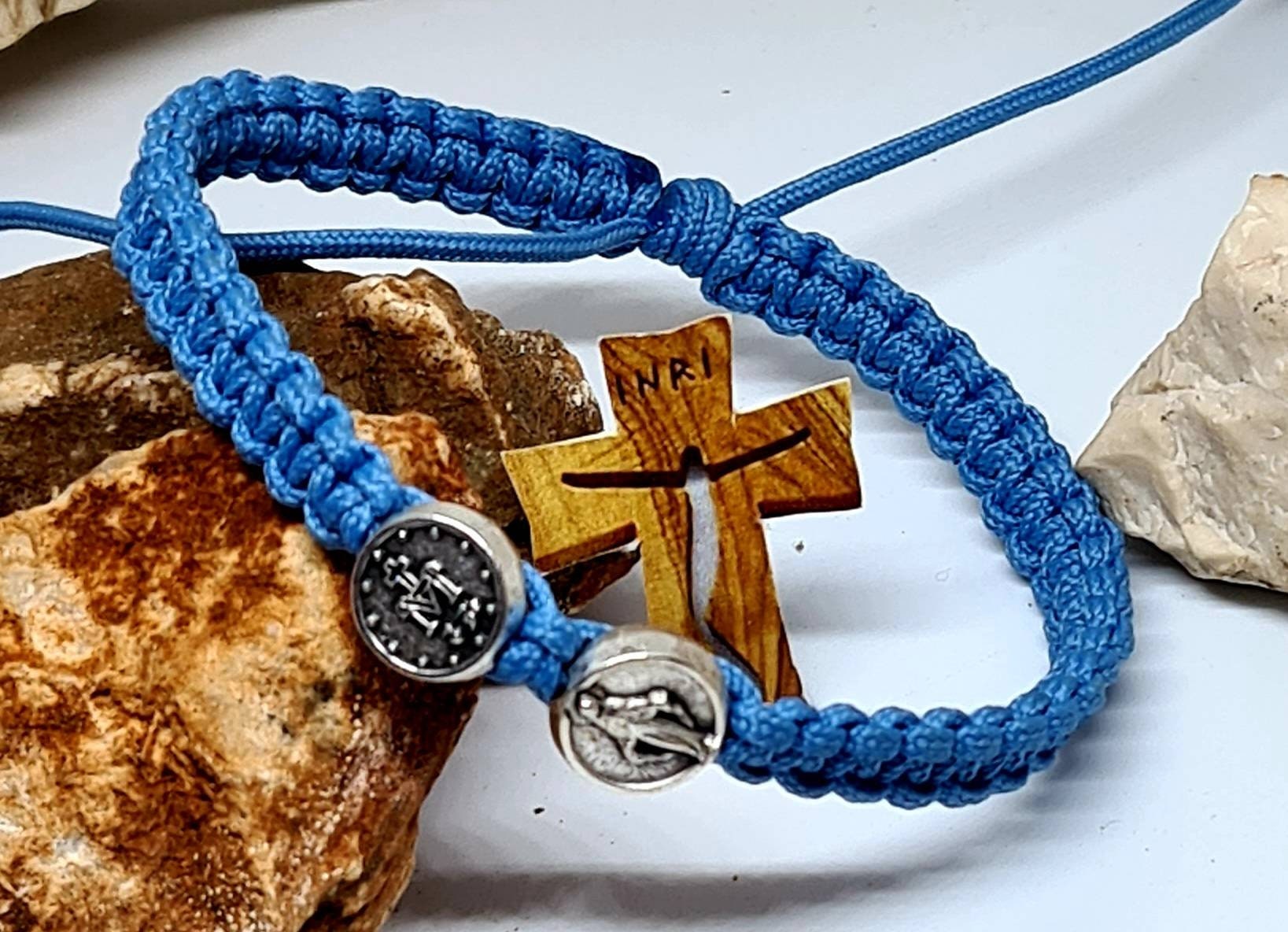 Miraculous bracelet, Miraculous medal, Christian holy bracelet, catholic bracelet, handmade bracelet, knotted cord bracelet