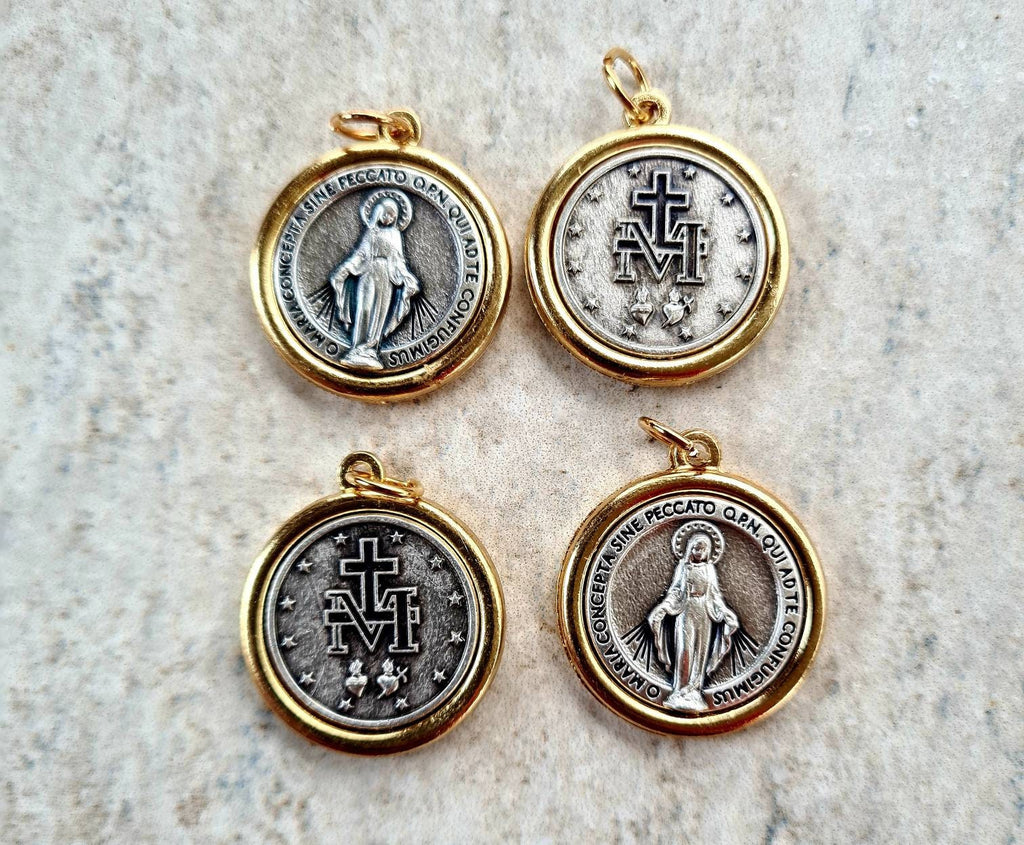 wholesale MIRACULOUS MEDALS BOX 4, 10, 20 pcs, Regina sine labe orginali concepta opn, medals Italy