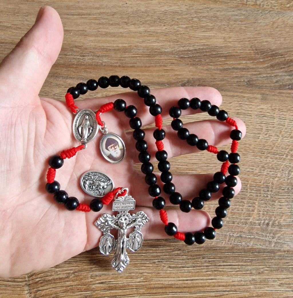 Handmade black glass rosary