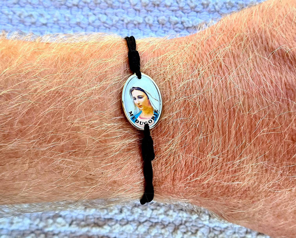 Virgin Mary Bracelet, Simple bracelet, Knotted cord Catholic Gift Religious Jewelry From Medjugorje Adjustable Bracelet Handmade
