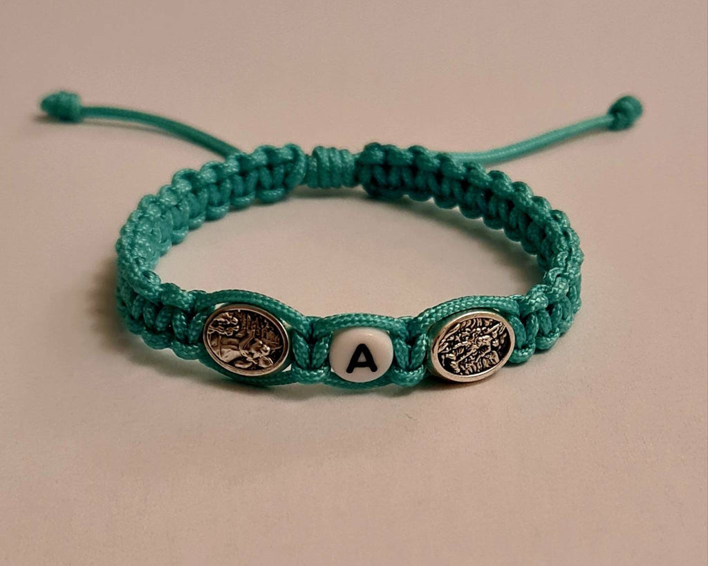 Personalised bracelet, St Michael Archangel / Angel Guardian bracelet, catholic bracelet, knotted cord bracelet