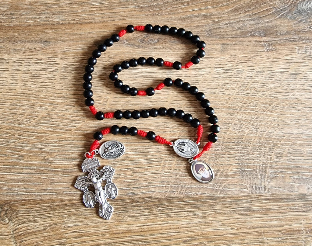 Handmade black glass rosary
