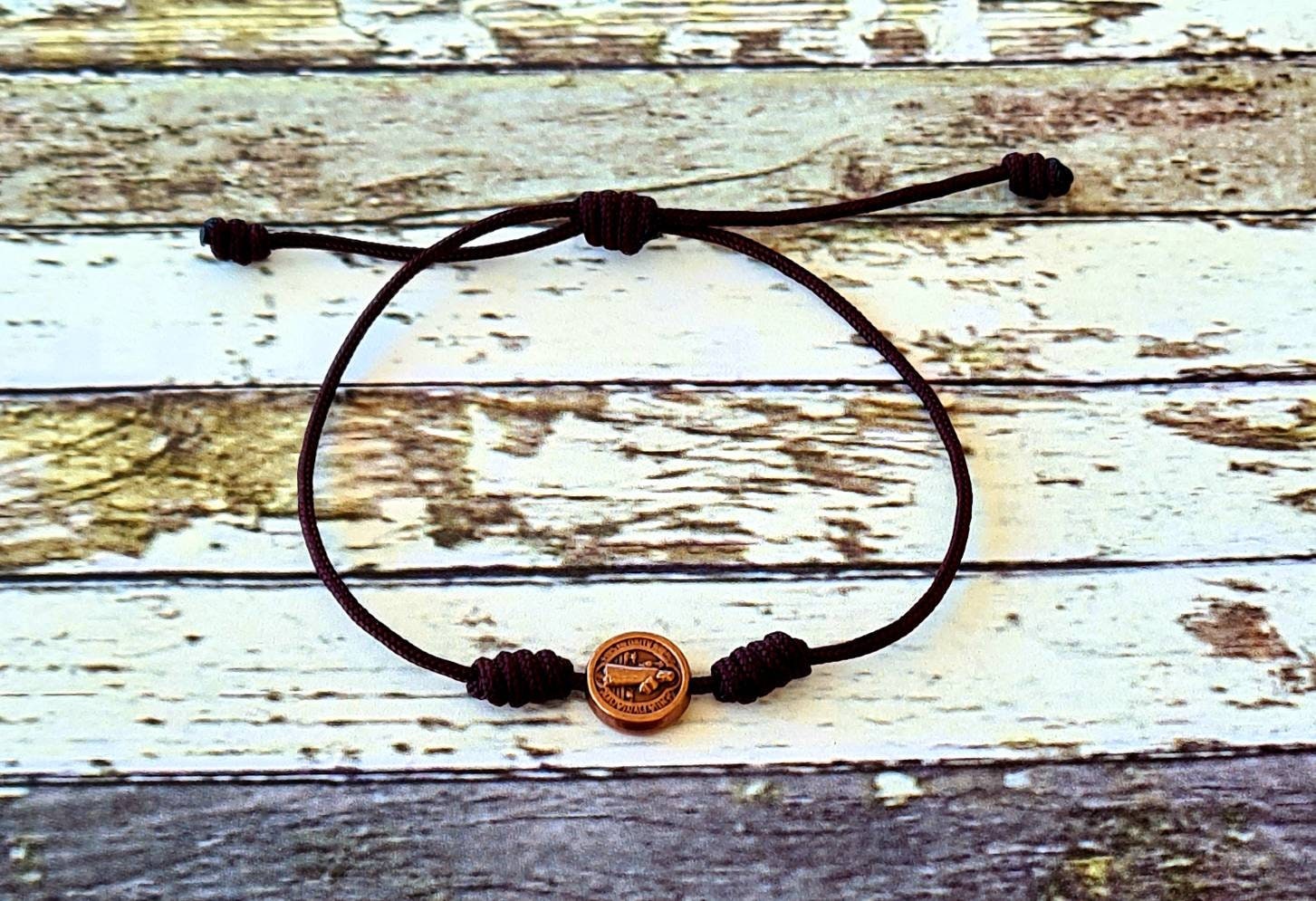 SIMPLE BRACELET ST Benedict, Benedict medals, handmade adjustable holy bracelet, San Benito, catholic protection bracelet, Christian