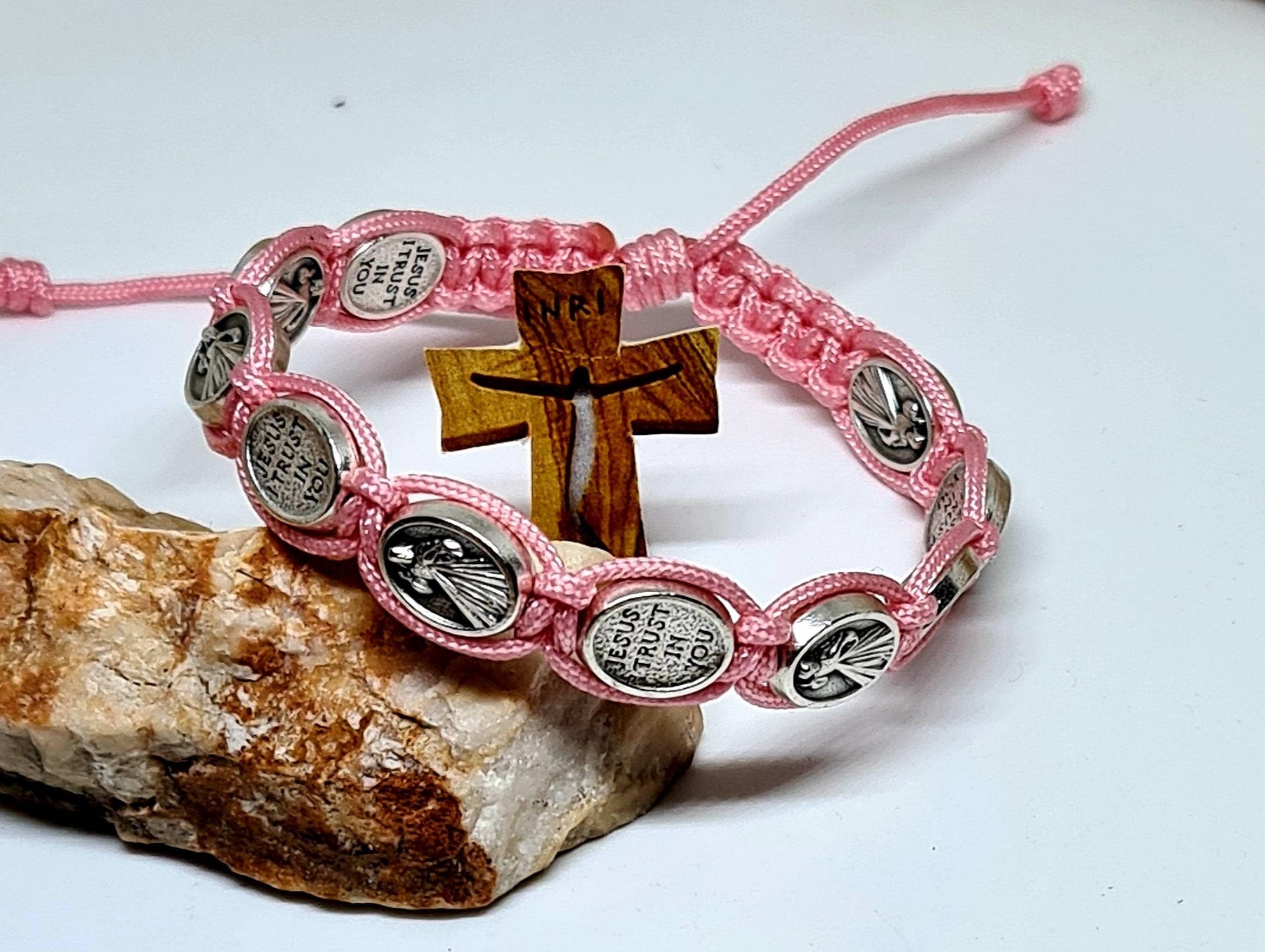 JESUS DIVINE MERCY bracelet, Jesus i Trist in you medals, Jesus medal bracet, Chrisrian holy bracele, religious jewelry from Medjugorje