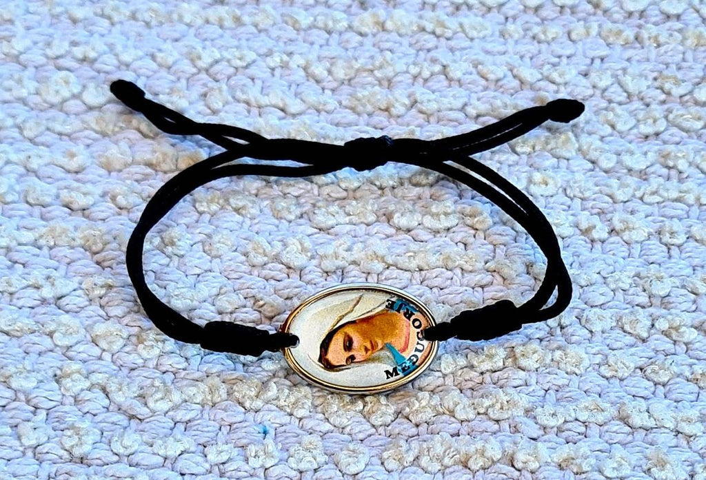 Virgin Mary Bracelet, Simple bracelet, Knotted cord Catholic Gift Religious Jewelry From Medjugorje Adjustable Bracelet Handmade