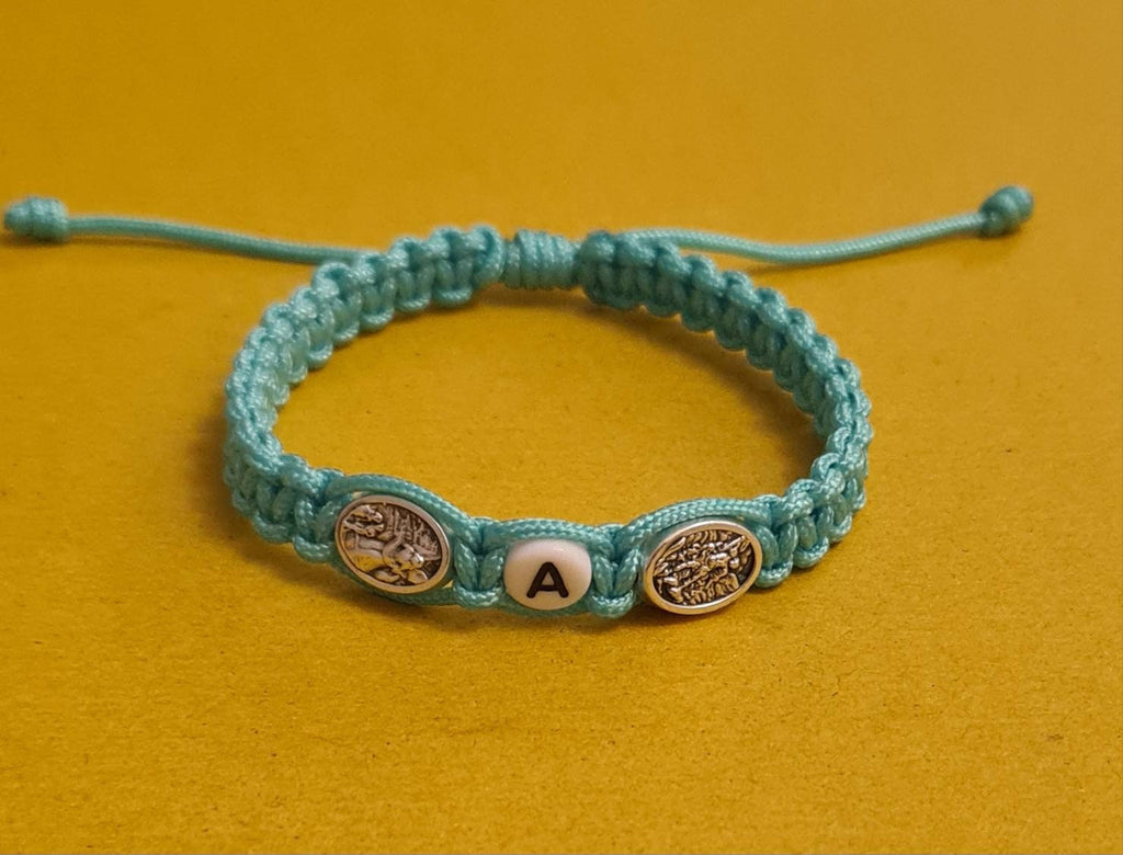 Personalised bracelet, St Michael Archangel / Angel Guardian bracelet, catholic bracelet, knotted cord bracelet
