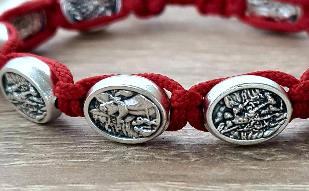 ST MICHAEL the Archangel / Angel Guardian bracelet, knotted cord catholic bracelet, religious jewelry, catholic gift, police saint