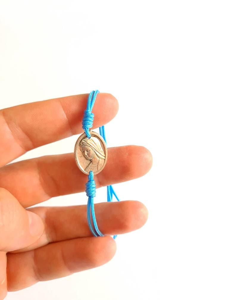 Virgin Mary Bracelet, Simple bracelet, Knotted cord Catholic Gift Religious Jewelry From Medjugorje Adjustable Bracelet Handmade