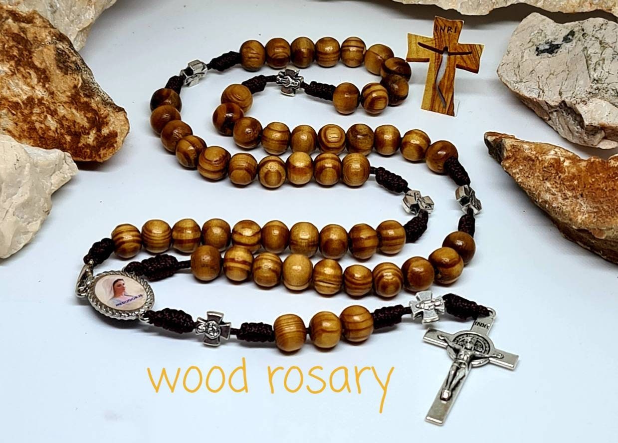Miraculous cross Large wooden rosary, STRONG ROSARY, modern chaplets, catholic rosary