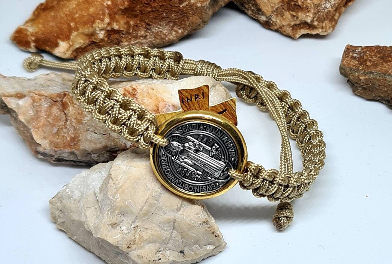 ST BENEDICT BRACELET, saint benedict medal, handmade adjustable holy bracelet, religious jewelry from Medjugorje