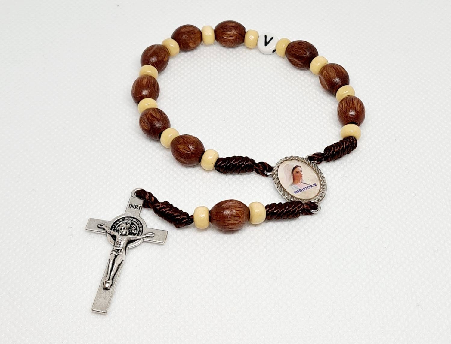 Personalized car rosary with wooden beads, rosary Auto, rosary one decade, Catholic gift, Religious Jewelry Medjugorje