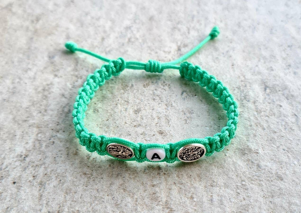 Personalized bracelet, st Michael / angel Guardian custom bracelet, catholic gift kids boy women men