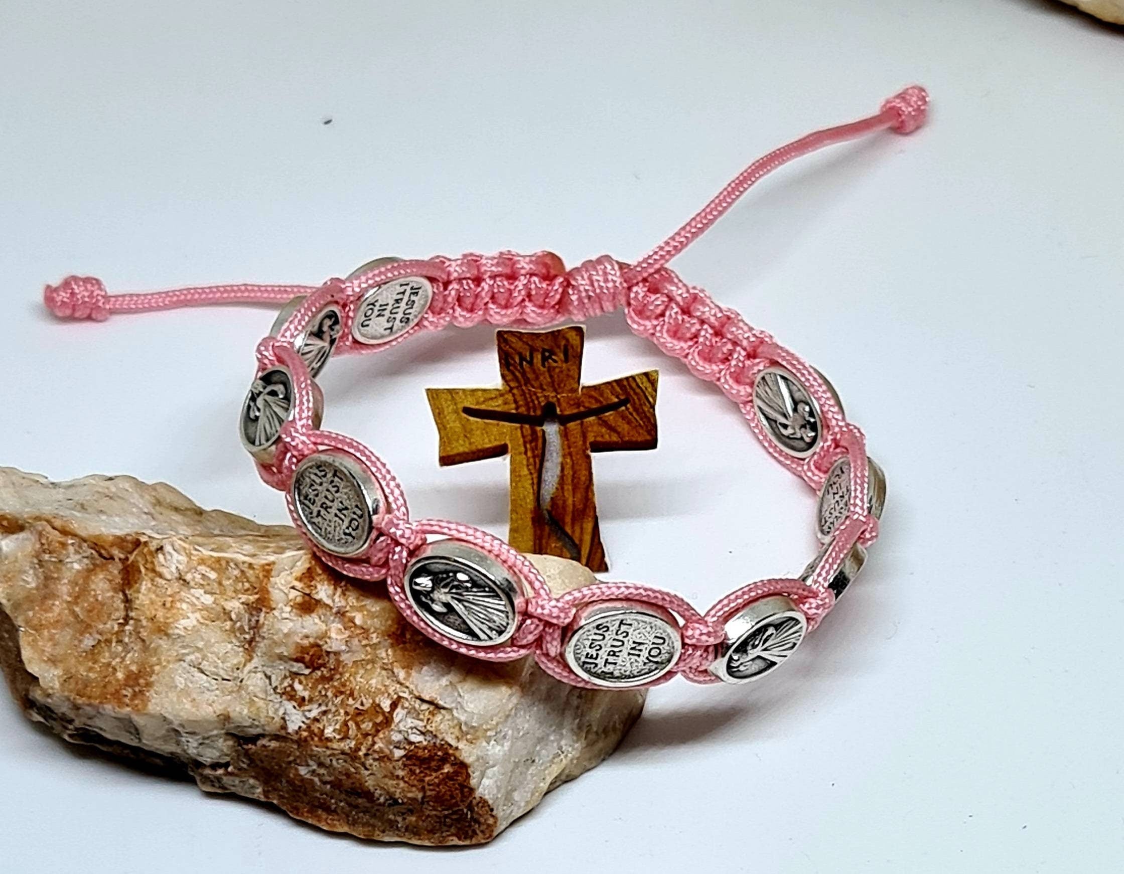 JESUS DIVINE MERCY bracelet, Jesus i Trist in you medals, Jesus medal bracet, Chrisrian holy bracele, religious jewelry from Medjugorje