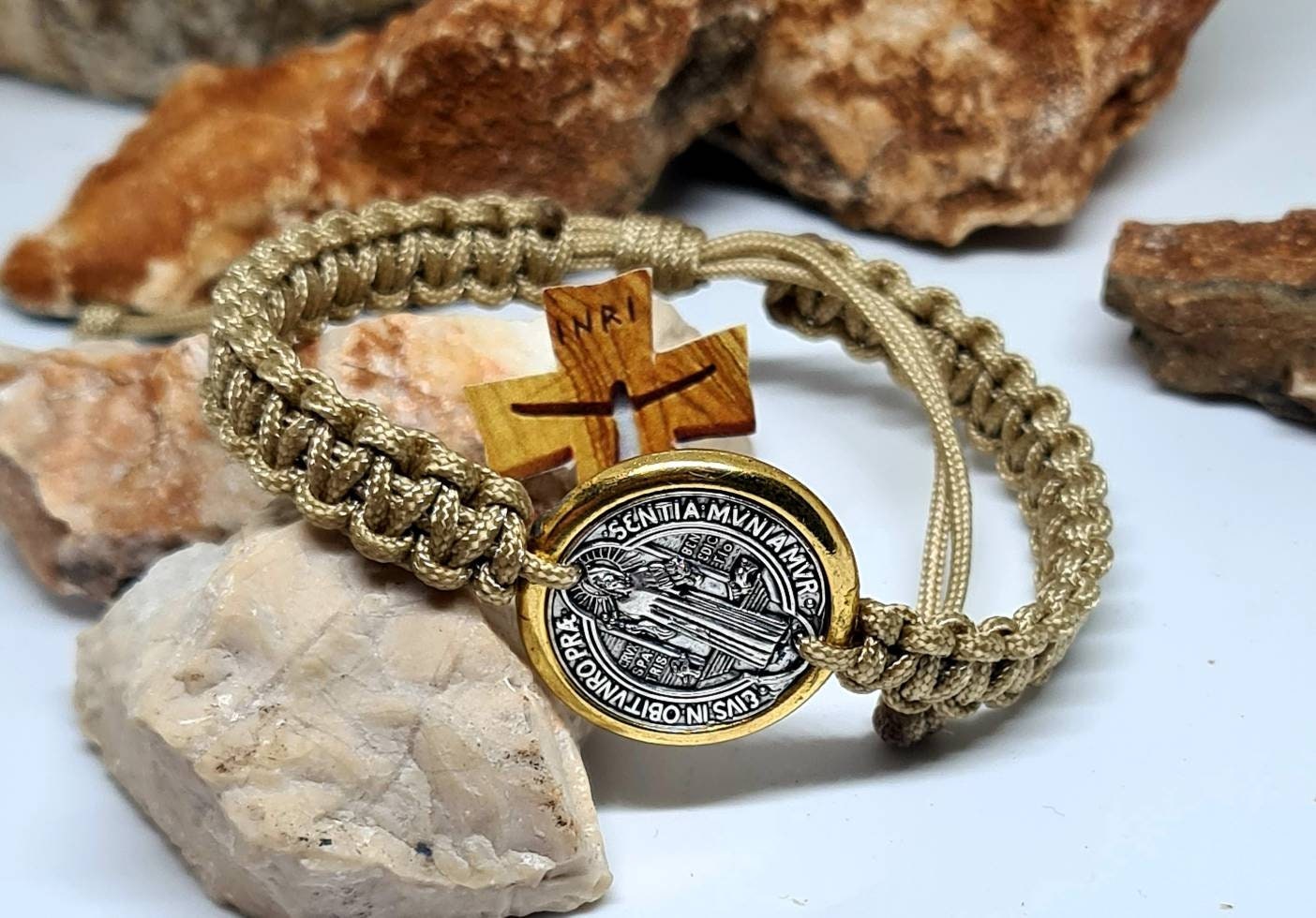 ST BENEDICT BRACELET, saint benedict medal, handmade adjustable holy bracelet, religious jewelry from Medjugorje