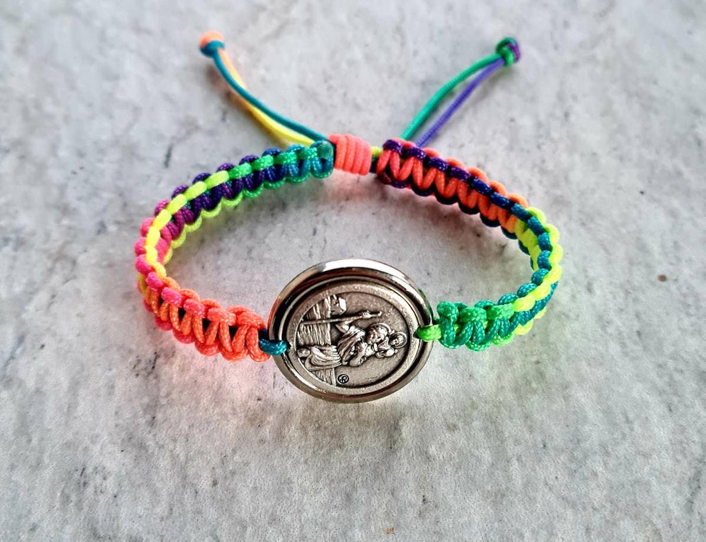 St Christopher bracelet, handmade cord catholic bracelet