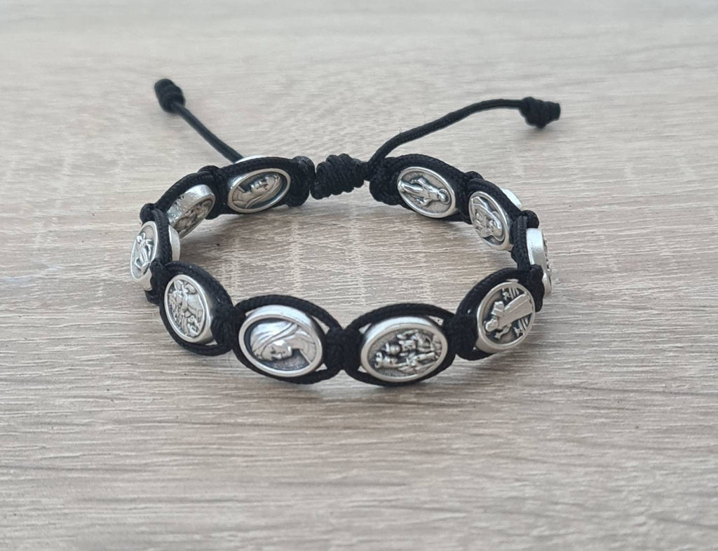 All saints custom bracelet, catholic bracelet, knotted cord bracelet