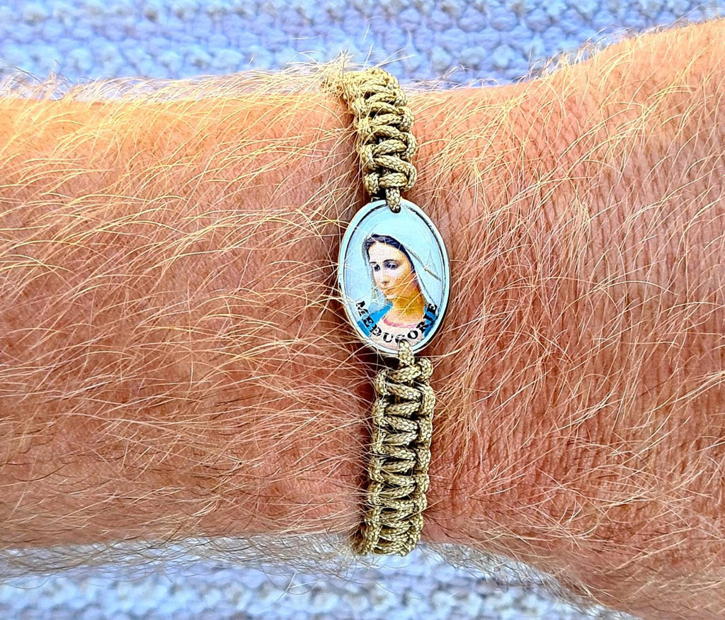 Virgin Mary Bracelet, Mary bracelet, Knotted cord Catholic Gift Religious Jewelry From Medjugorje Adjustable Bracelet Handmade
