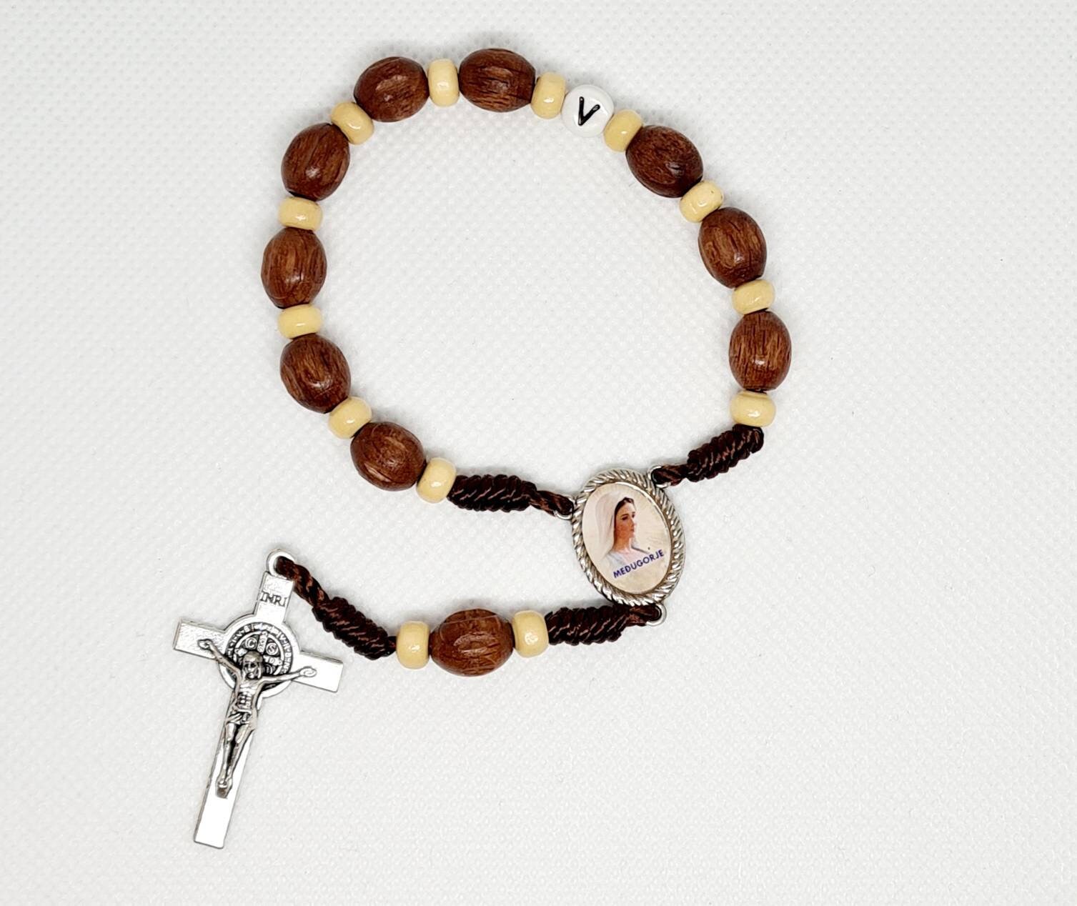 Personalized car rosary with wooden beads, rosary Auto, rosary one decade, Catholic gift, Religious Jewelry Medjugorje