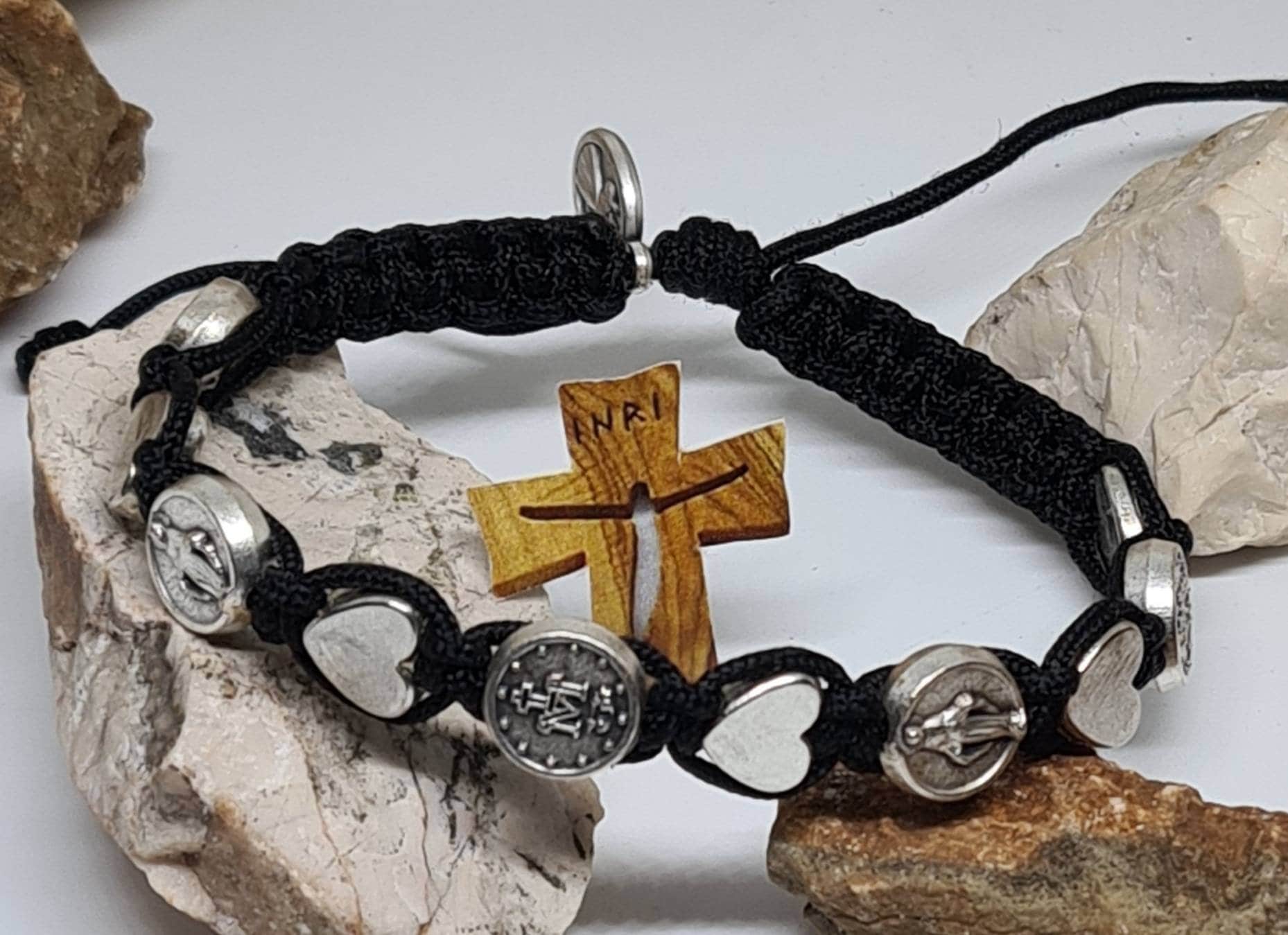 Miraculous catholic bracelet, handmade christian bracelet, knotted cord adjustable bracelet, religious jewelry from Medjugorje
