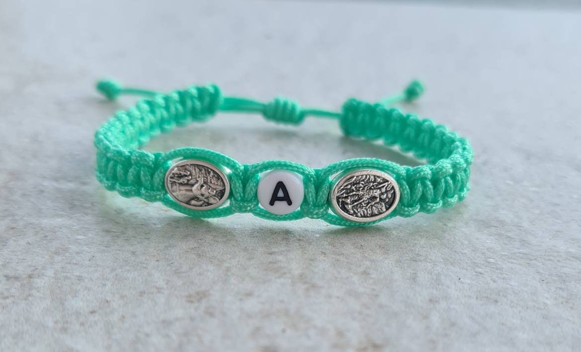 Personalized bracelet, st Michael / angel Guardian custom bracelet, catholic gift kids boy women men