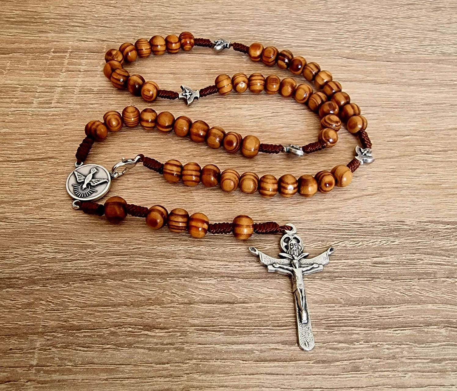 Handmade Holy Spirit traditional rosary,catholic rosary