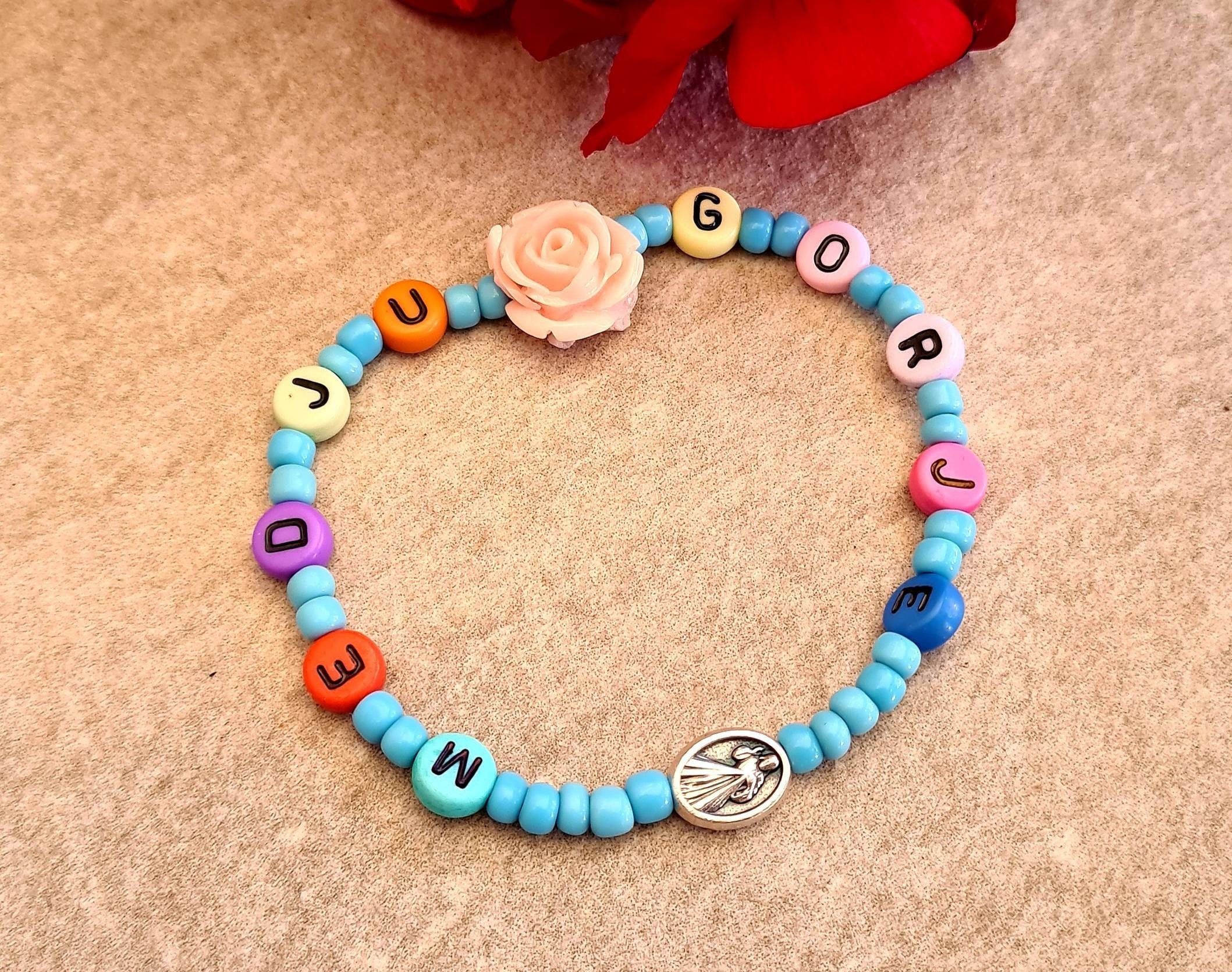 VIRGIN MARY bracelet, handmade catholic adjustable bracelet, holy bracelet, religious jewelry, christian bracelet, custom size