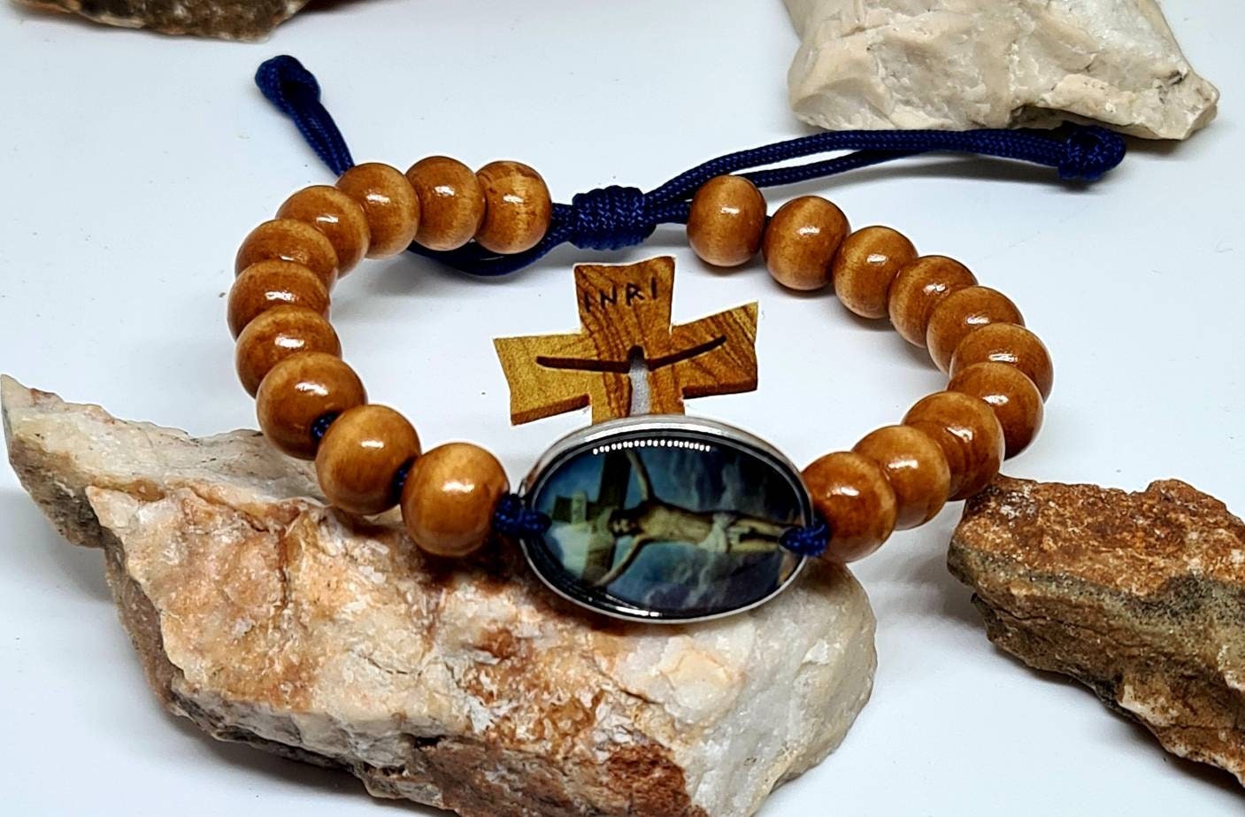 Jesus Of Nazareth Saint Bracelet, simple bracelet, handmade christian bracelet, catholic gift women men, knotted cord holy bracelet