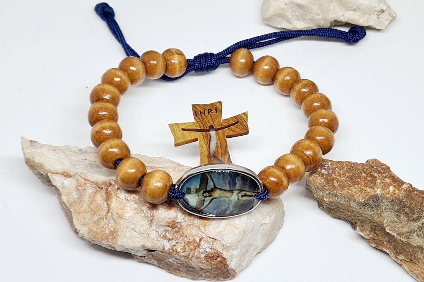 Jesus Of Nazareth Saint Bracelet, simple bracelet, handmade christian bracelet, catholic gift women men, knotted cord holy bracelet