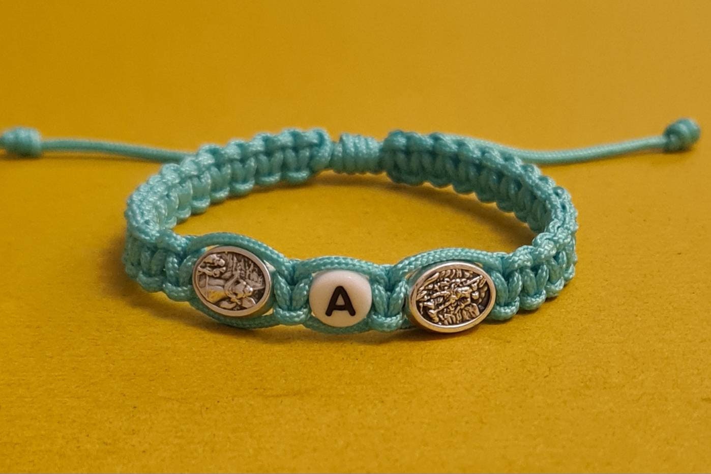 Personalised bracelet, St Michael Archangel / Angel Guardian bracelet, catholic bracelet, knotted cord bracelet