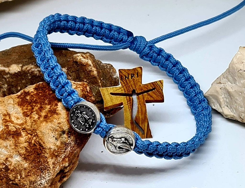 Miraculous bracelet, Miraculous medal, Christian holy bracelet, catholic bracelet, handmade bracelet, knotted cord bracelet