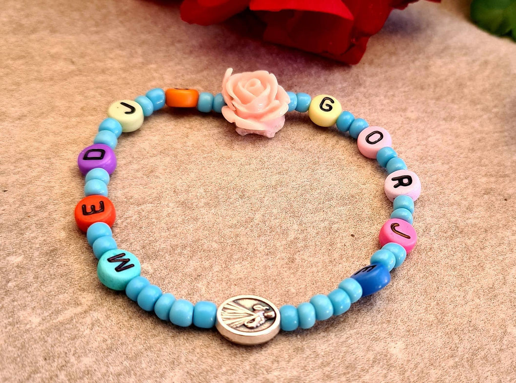VIRGIN MARY bracelet, handmade catholic adjustable bracelet, holy bracelet, religious jewelry, christian bracelet, custom size