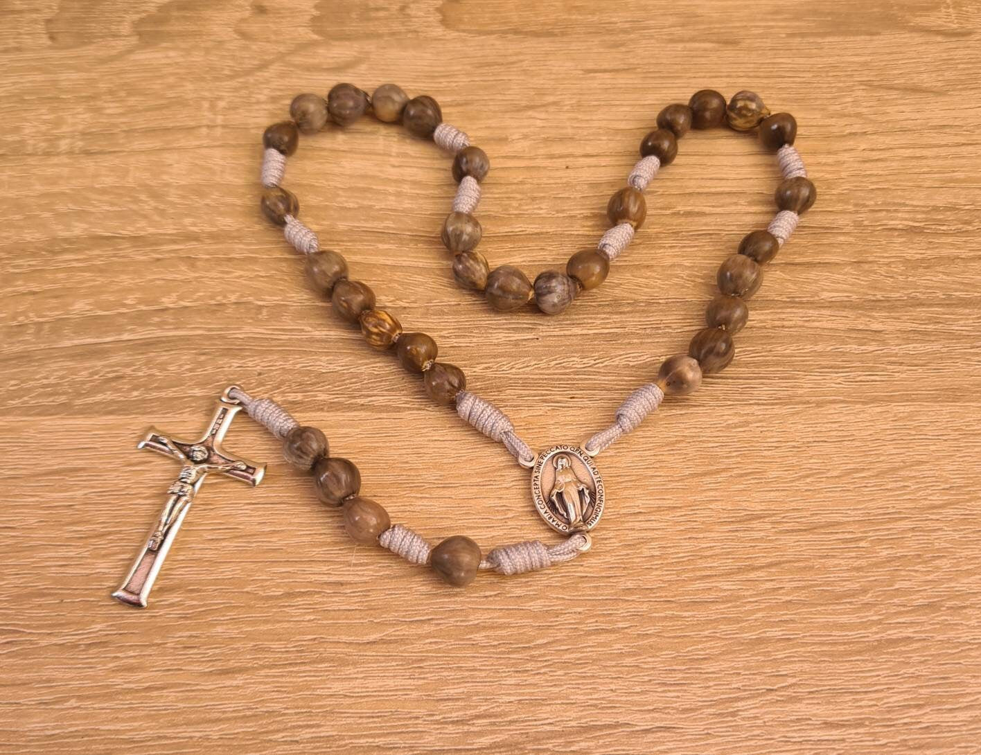Chaplet of Conversion, handmade chaplet, jobs tears natural beads, catholic gift, jobi coix rosary, miraculous Mary medal