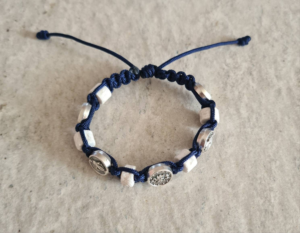 Miraculous Mary / stones Medjugorje bracelet, Saint bracelet, catholic bracelet, knotted cord bracelet