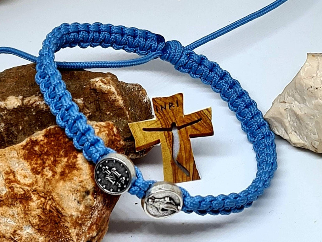 Miraculous bracelet, Miraculous medal, Christian holy bracelet, catholic bracelet, handmade bracelet, knotted cord bracelet