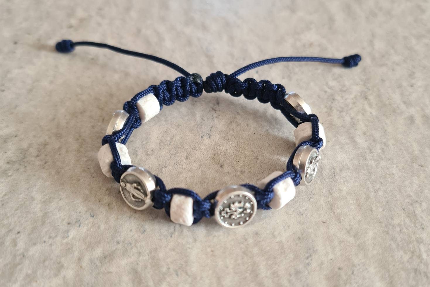 Miraculous Mary / stones Medjugorje bracelet, Saint bracelet, catholic bracelet, knotted cord bracelet