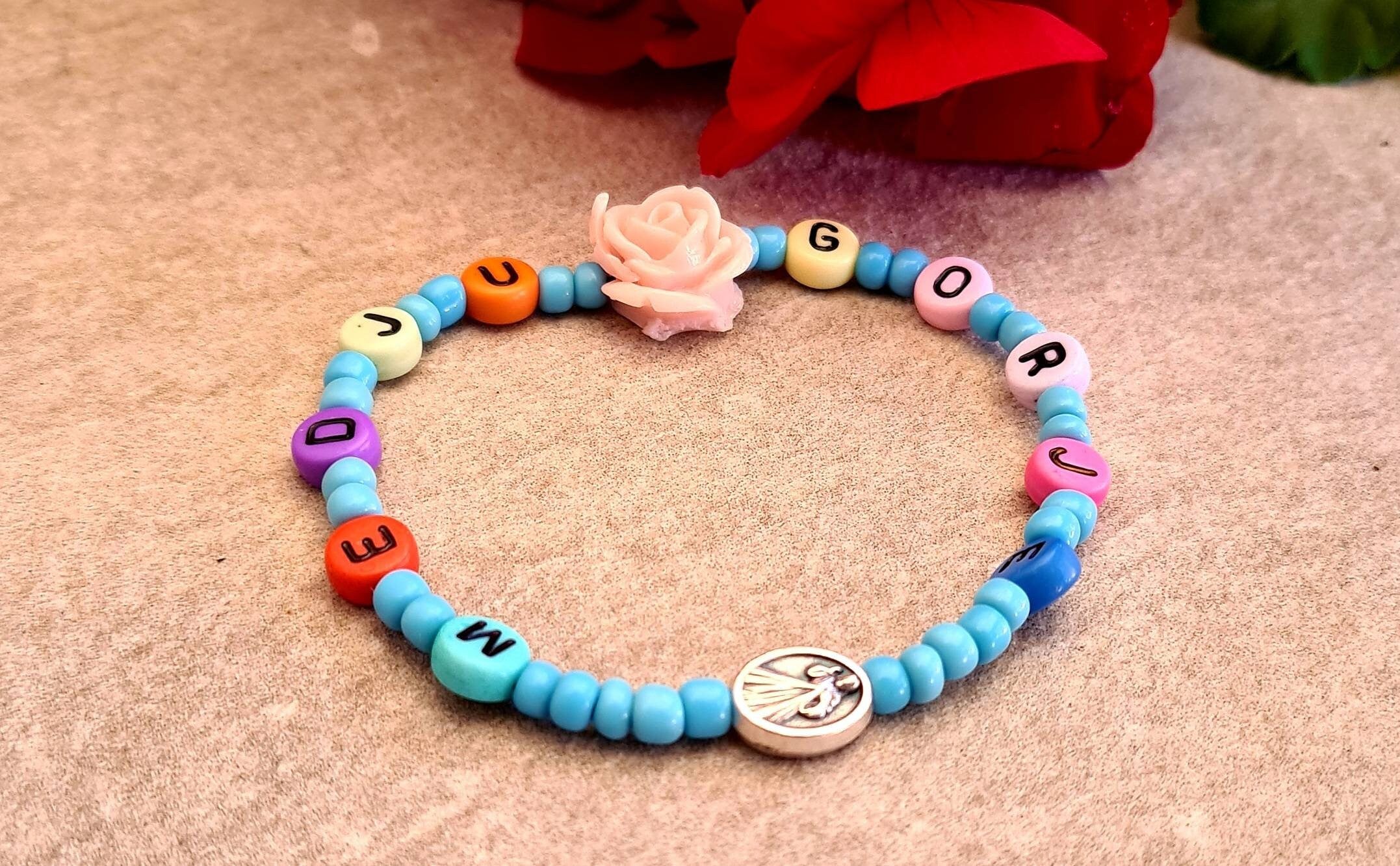 VIRGIN MARY bracelet, handmade catholic adjustable bracelet, holy bracelet, religious jewelry, christian bracelet, custom size