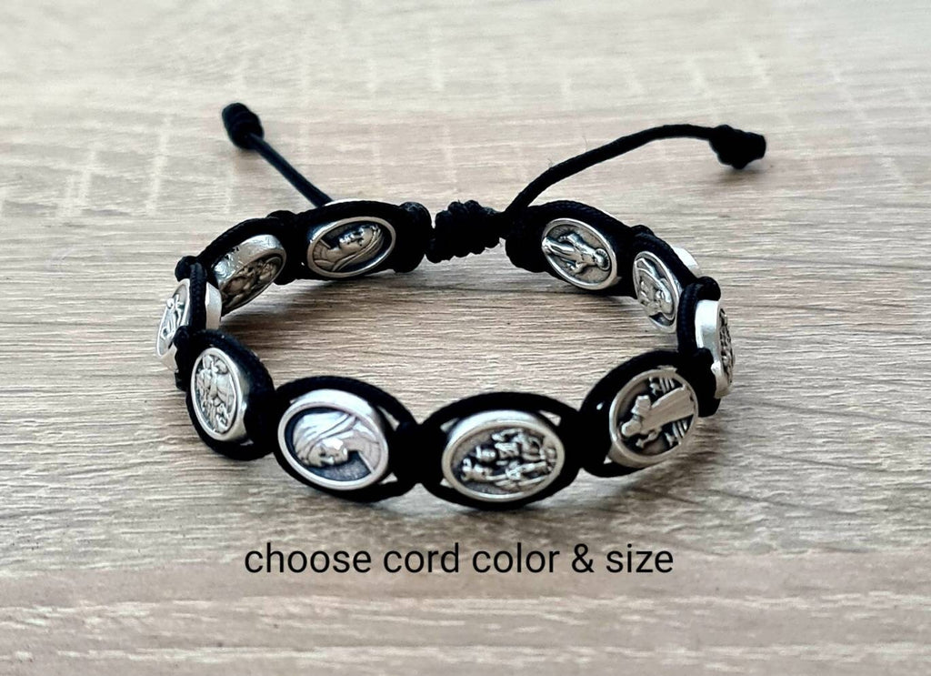 All saints custom bracelet, catholic bracelet, knotted cord bracelet