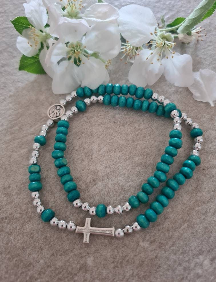 Handmade rosary bracelet, tiny rosary bracelet